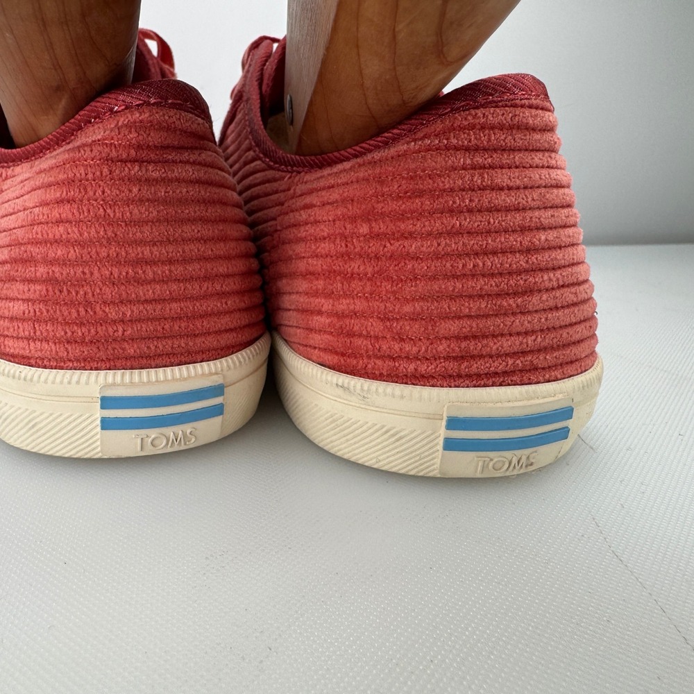 TOMS Carmel Shoes Women 6.5 Burnt Orange Rose Corduroy Velvet Lace Sneakers - Picture 8 of 10